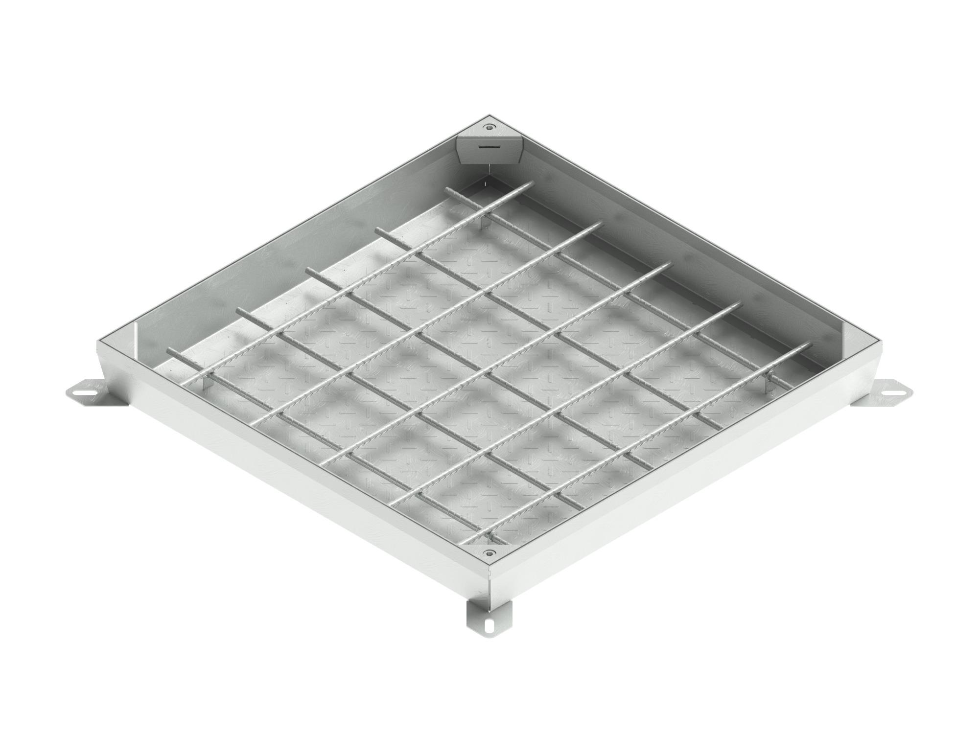 Tapa con marco 50x50 cm rellenable de acero galvanizado B125