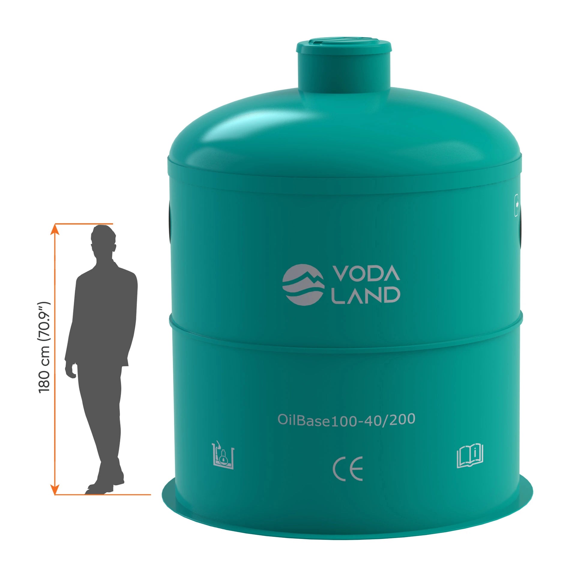 Separador de Hidrocarburos con BYPASS OilBase100-40/200 D2400 H2950 Ø400 con decantador 4000L