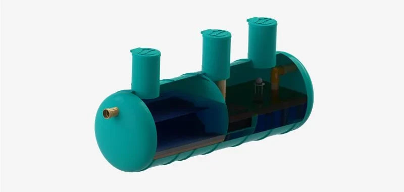 Separador de Hidrocarburos Horizontal sin BYPASS OilBaseH100-45 l/s D1600 L6500 Ø315 con decantador 4500L