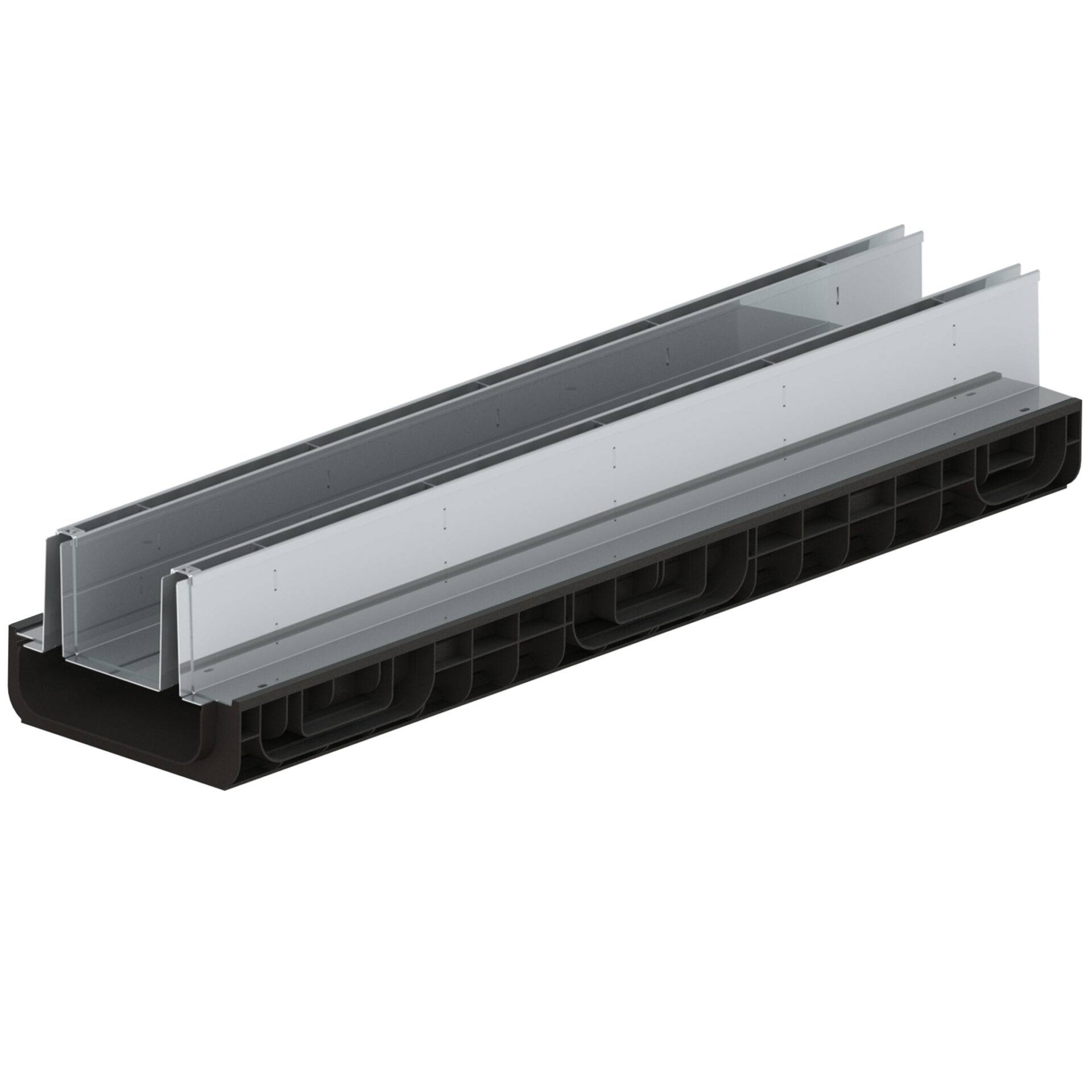 Canal de Plástico BASE DN200 con DOBLE SLOT H100 de Acero Galvanizado
