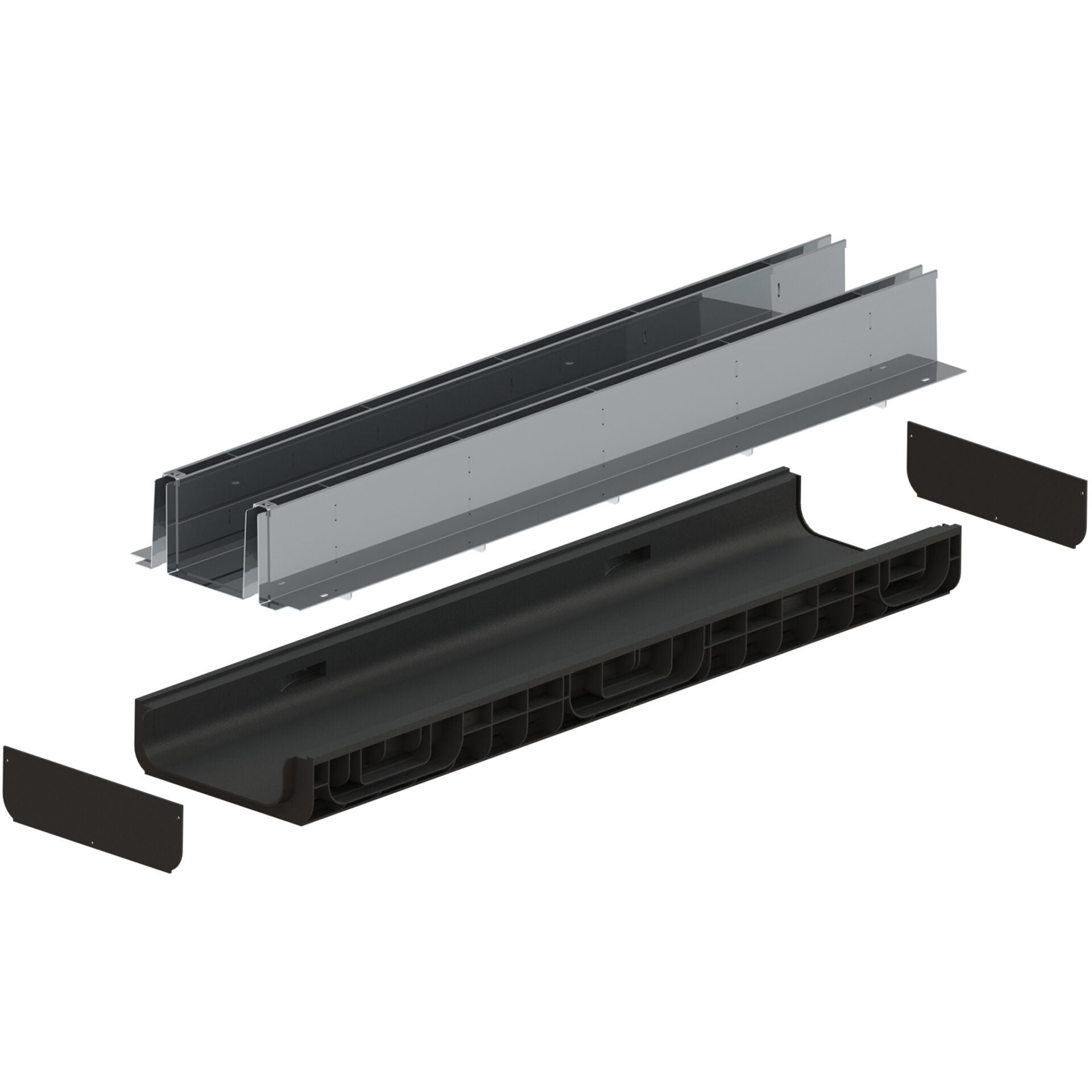 Canal de Plástico BASE DN200 con DOBLE SLOT H100 de Acero Galvanizado